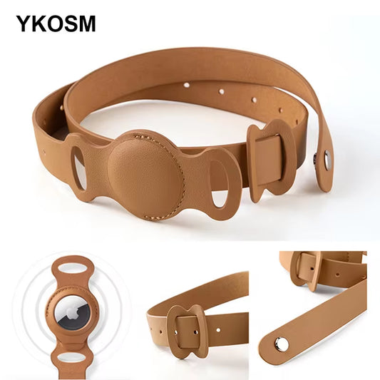 New Leather Pet Adjustable Collar for Apple Airtag Location Tracker.